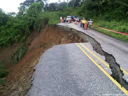 Roads damaged by landslide in Costa Rica