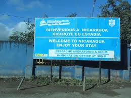 Welcome to Nicaragua sign at the border between Costa Rica and Nicaragua