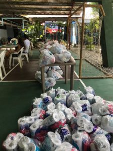 Packages of supplies for the Playa Hermosa food drive