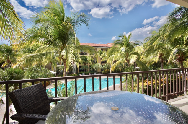 View of the pool from a luxury condo in Costa Rica