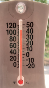 Temperature gauge showing high temperature