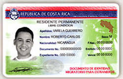 Sample of a DIMEX card or Cedula in Costa Rica