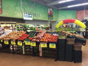 Vegetable section of a grocery store in Costa Rica