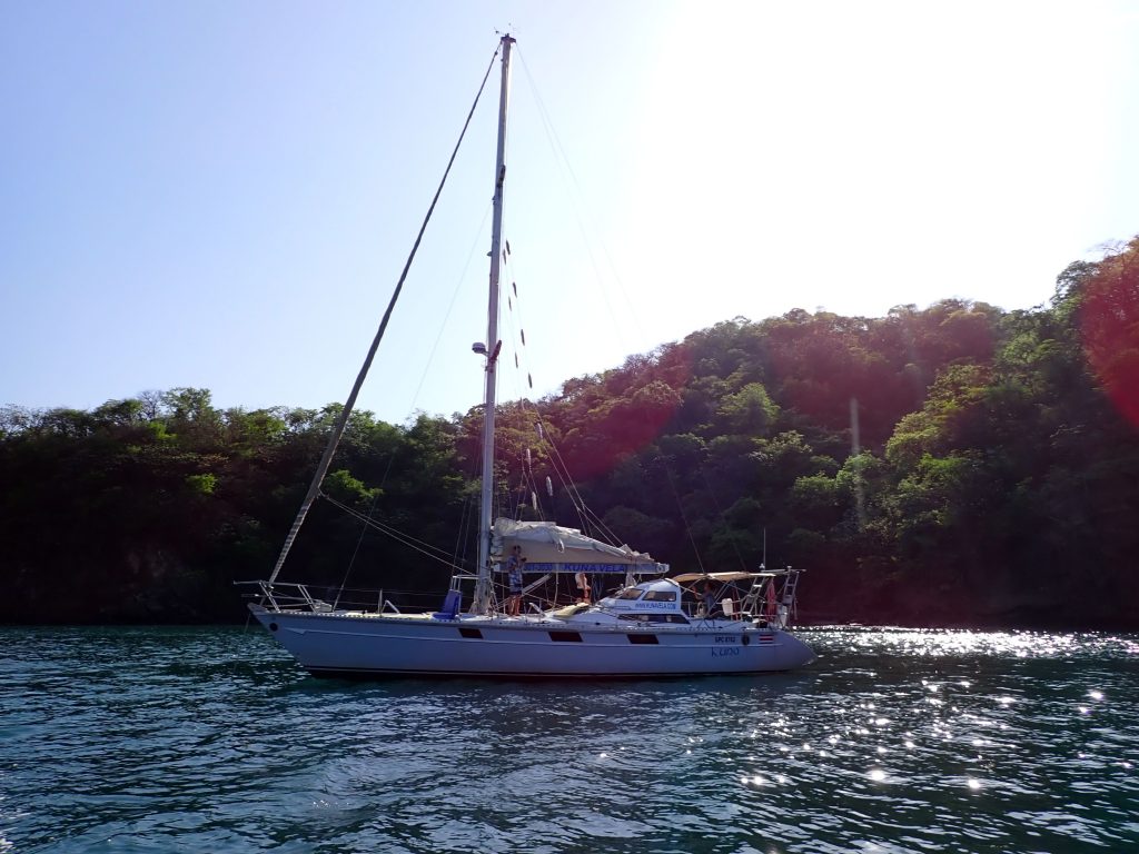 A sailboat off the coast of Costa Rica