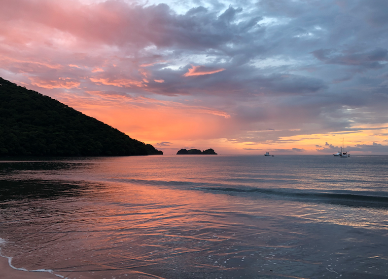 View of the sunset off the coast of Guanacaste